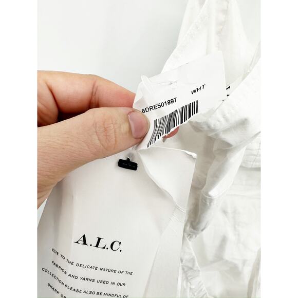 A.L.C. Lily Cotton Midi Dress White Lace Up Back Size 6 NWT - Picture 5 of 8